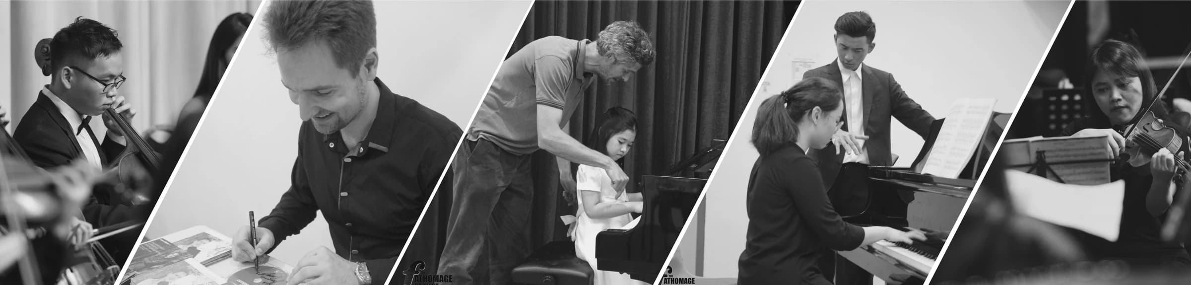 Musicians performing and learning with artists and teachers